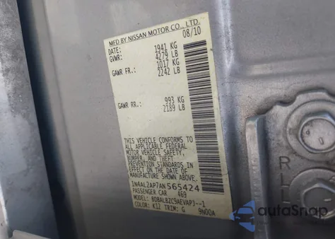 2010 Nissan Altima 2.5 S from USA, damaged, VIN 1N4AL2AP7AN565424